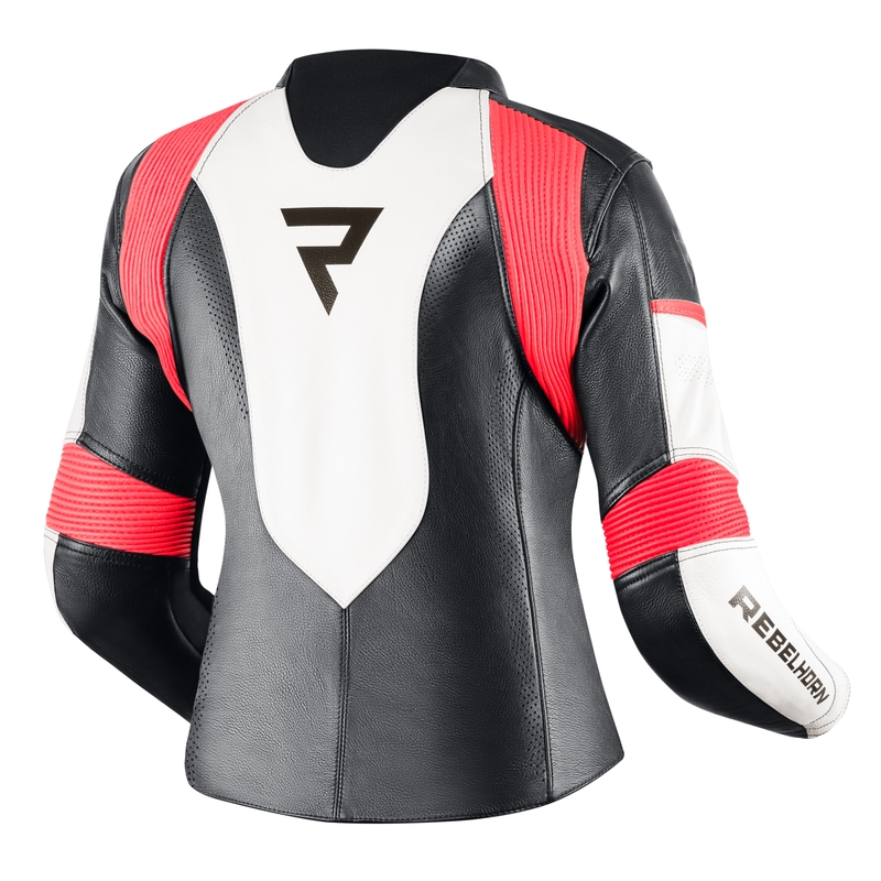 Rebelhorn Rebel Black-White-Fluo Red motoristična jakna za ženske razprodaja