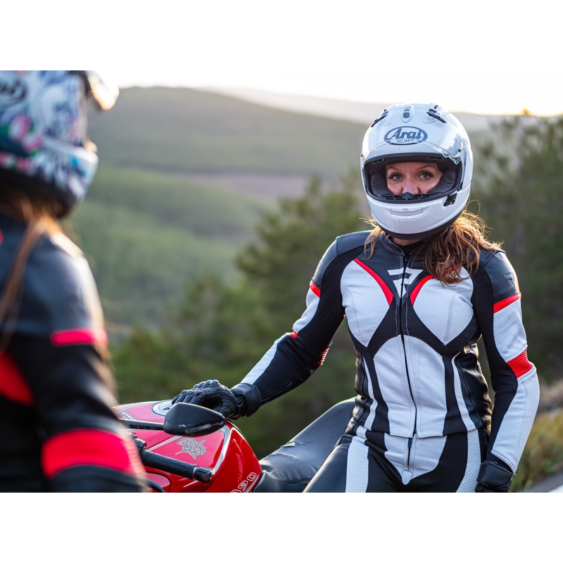 Rebelhorn Rebel Black-White-Fluo Red motoristična jakna za ženske razprodaja