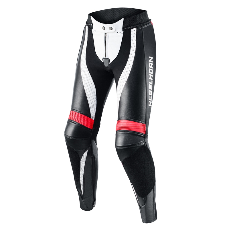 Rebelhorn Rebel Black-White-Fluo Red motoristične hlače za ženske razprodaja