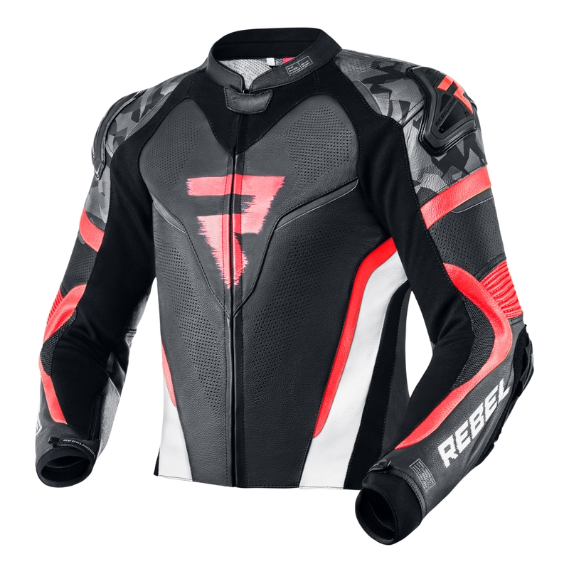 Rebelhorn Rebel Black-White-Fluo Red Motorcycle Jacket razprodaja