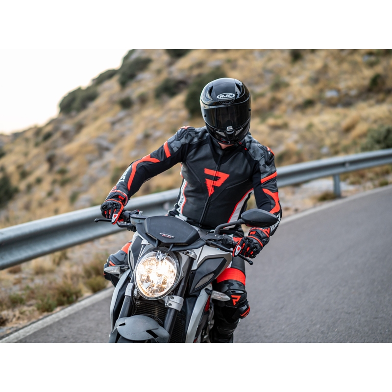 Rebelhorn Rebel Black-White-Fluo Red Motorcycle Jacket razprodaja