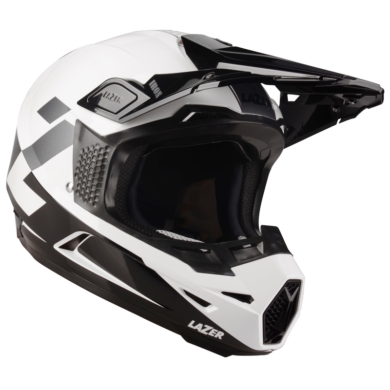 Motokros čelada Lazer X9 Iron bela-črna-srebrna