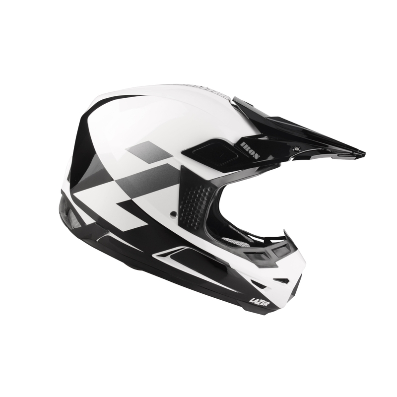 Motokros čelada Lazer X9 Iron bela-črna-srebrna