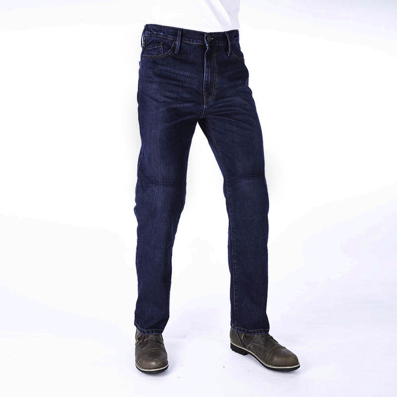 Obrezane motoristične kavbojke Oxford Original Approved Jeans oprane modre barve
