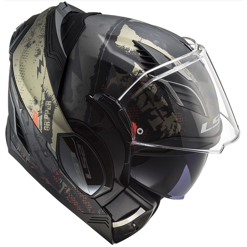 LS2 FF900 Valiant II Gripper Mat Black-Gold Flip-up motoristična čelada razprodaja