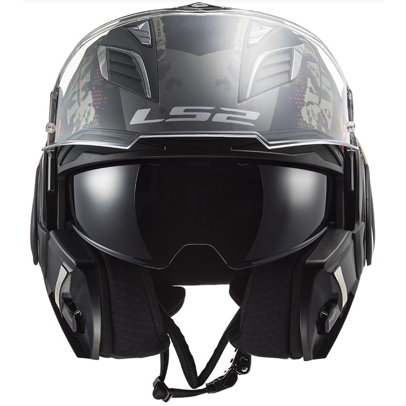 LS2 FF900 Valiant II Gripper Mat Black-Gold Flip-up motoristična čelada razprodaja
