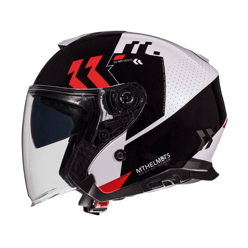 Odprta motoristična čelada MT Thunder 3 SV Venus črno-bela-rdeča