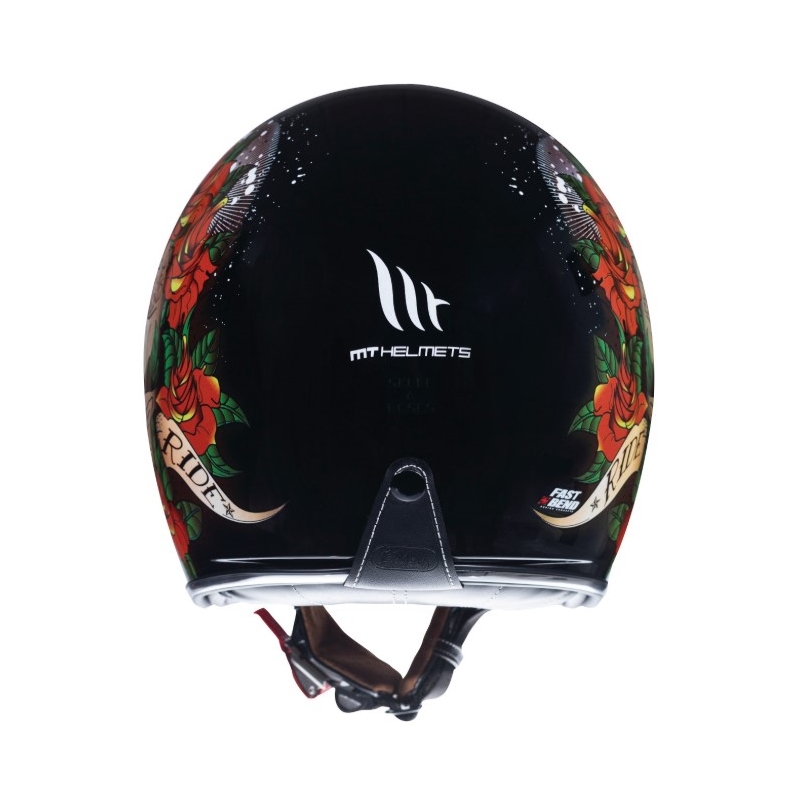 Odprta motoristična čelada MT LeMans 2 SV SKULL&amp;ROSES črno-rdeča