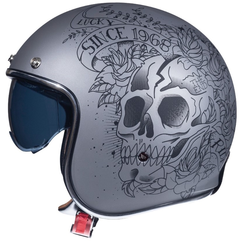 Odprta motoristična čelada MT LeMans 2 SV SKULL&amp;ROSES siva mat