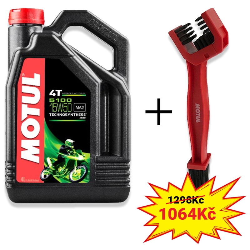 Komplet olja Motul 5100 Ester 15W-50 4L + krtačka za čiščenje verige