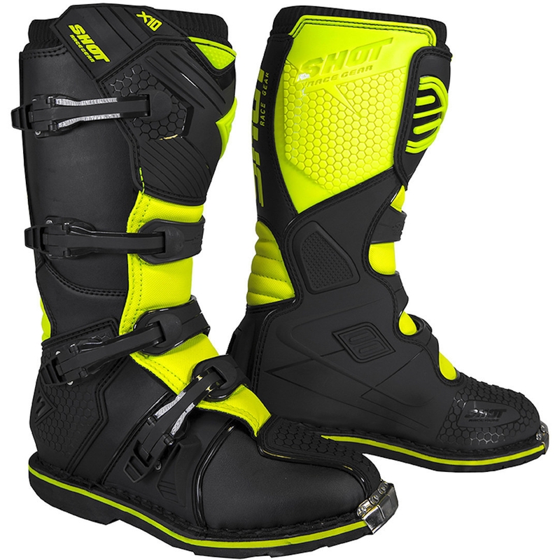 Shot X10 2.0 Black-Fluo Yellow Motorcycle Boots razprodaja