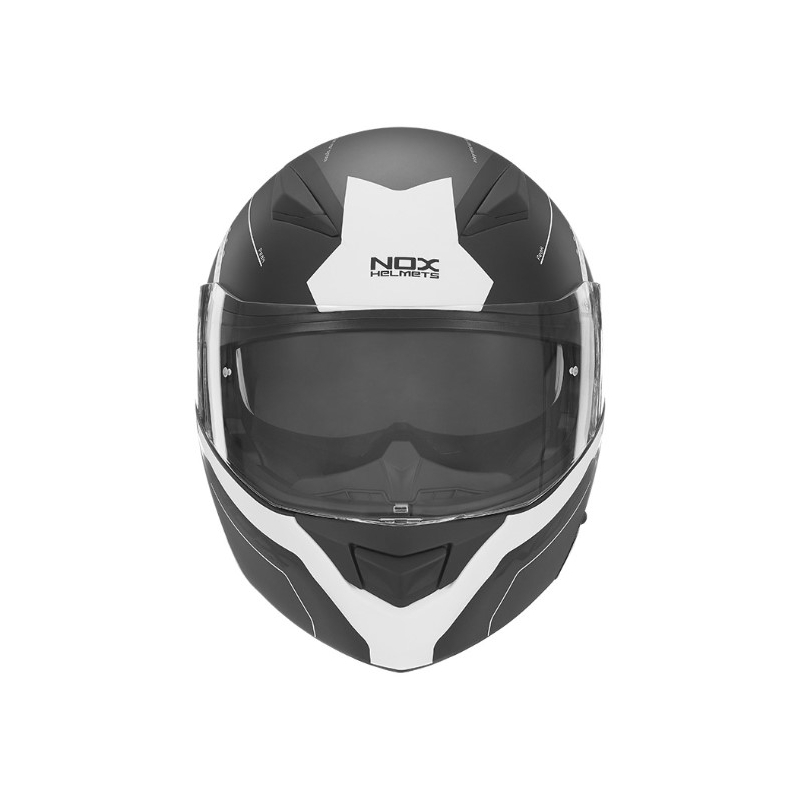 NOX N965 Peak črno-bela motoristična čelada s prevračanjem