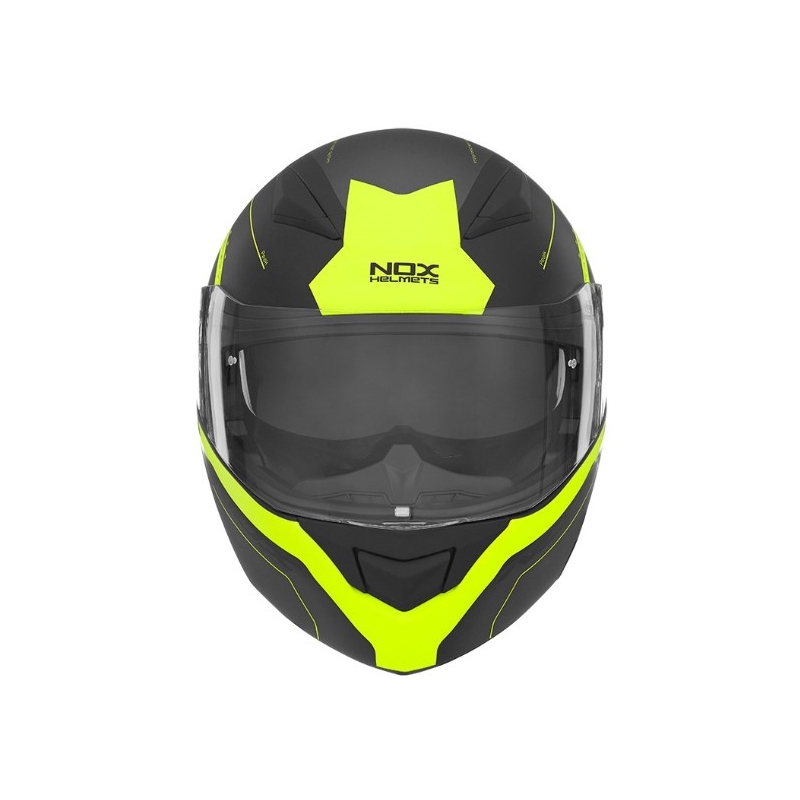 NOX N965 Peak črno-rumena motoristična čelada s prevračanjem razprodaja