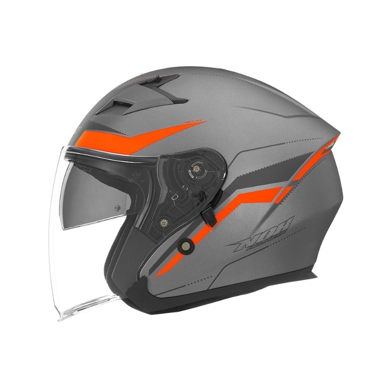 Odprta motoristična čelada NOX N127 Late silver-orange razprodaja