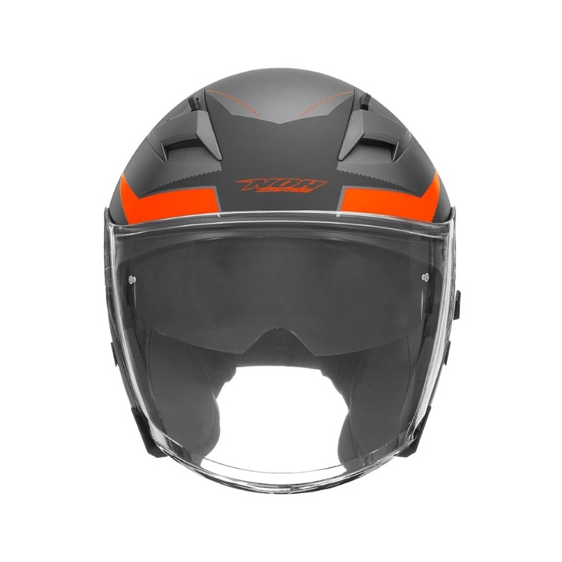 Odprta motoristična čelada NOX N127 Late silver-orange razprodaja
