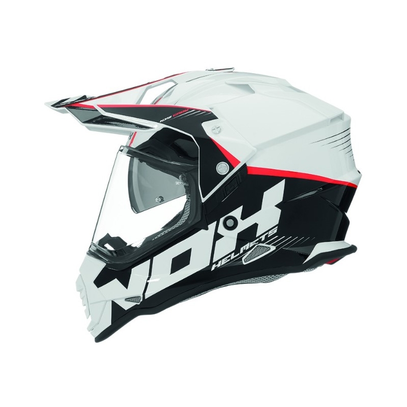 Enduro čelada NOX N312 Crow belo-črno-rdeča