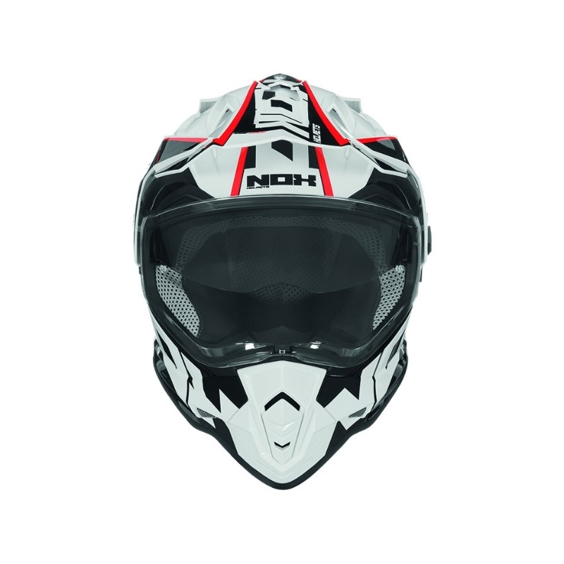 Enduro čelada NOX N312 Crow belo-črno-rdeča