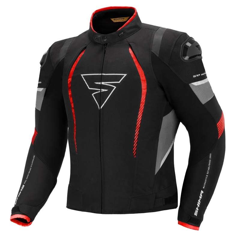 Shima Solid Pro Black-Grey-Red Motorcycle Jacket razprodaja