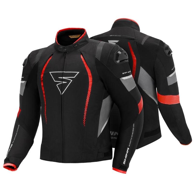 Shima Solid Pro Black-Grey-Red Motorcycle Jacket razprodaja