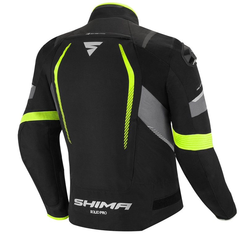 Shima Solid Pro črno-sivo-fluo rumena motoristična jakna