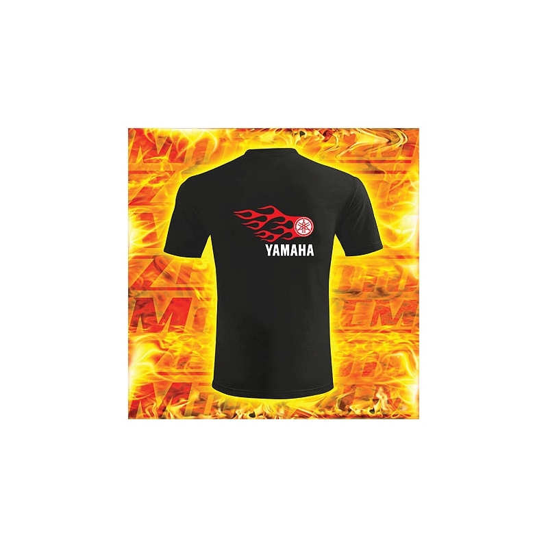 T-shirt s motivem Yamaha črna s plameni