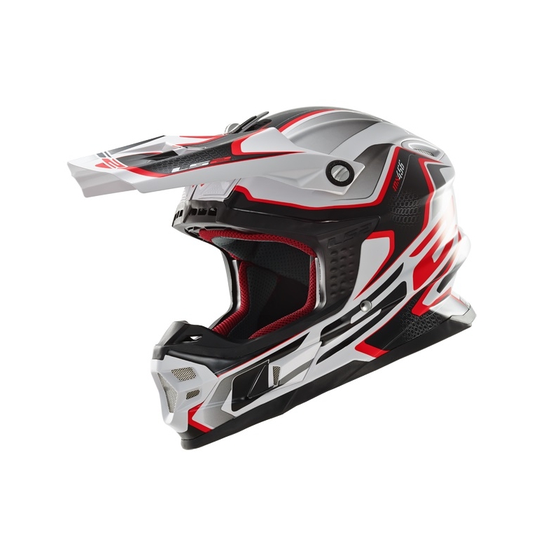 Motokros čelada LS2 MX456 Compass belo-rdeča razprodaja